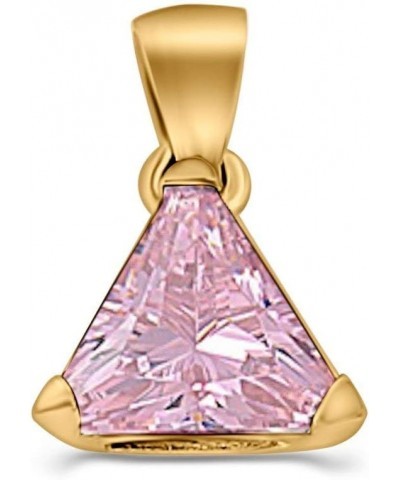 Triangle Cut Charm Pendant Simulated Cubic Zirconia 925 Sterling Silver (11mm) Yellow Tone, Simulated Pink CZ $9.68 Pendants