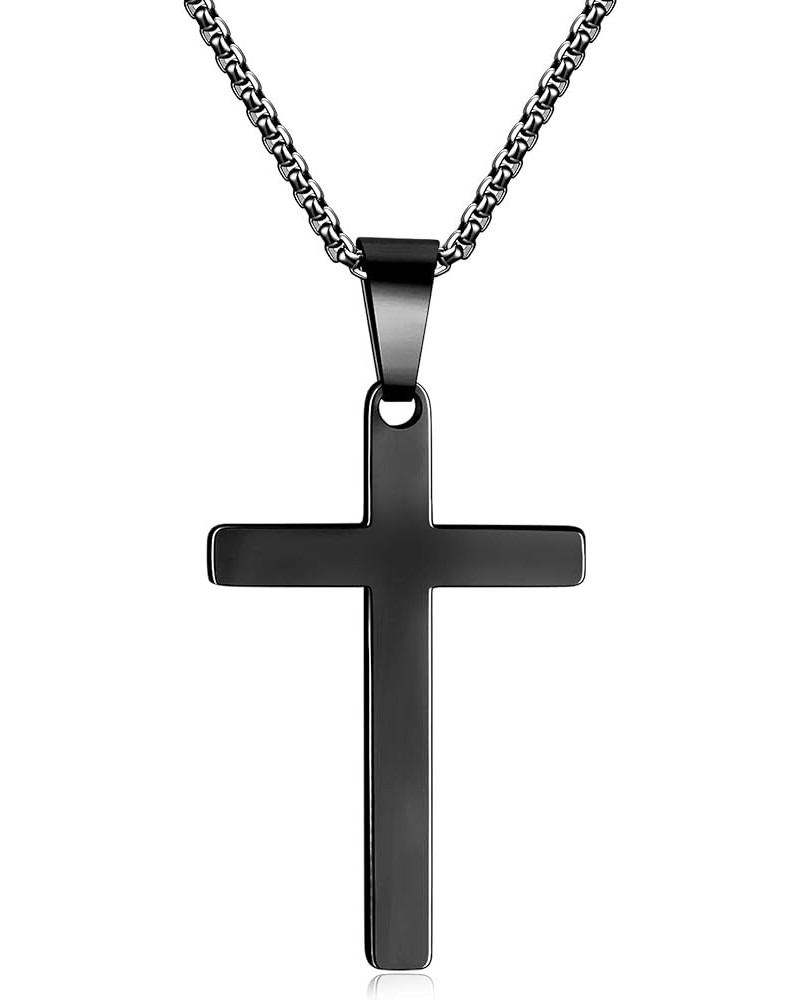 Classic Cross Pendant Men's Necklaces for Mens Women 16 18 20 22 24 Inches 316L Stainless Steel Chain Gold/Silver/Black Tone ...