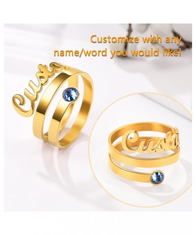 Trendy Stackable Rings for Women, 316L Stainless Steel Customized Name Ring/Birthstone Ring, Midi Finger Knuckle Thumb Pinky ...