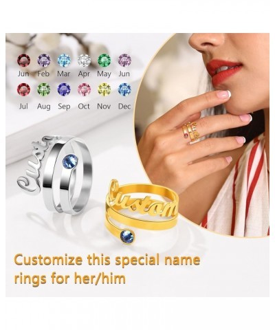 Trendy Stackable Rings for Women, 316L Stainless Steel Customized Name Ring/Birthstone Ring, Midi Finger Knuckle Thumb Pinky ...