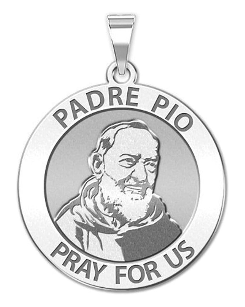 Padre Pio Religious Medal Only or Medal With Engraving - in Sterling Silver, 10K, or 14K Gold 1 x 1 Inch Medal With Engraving...