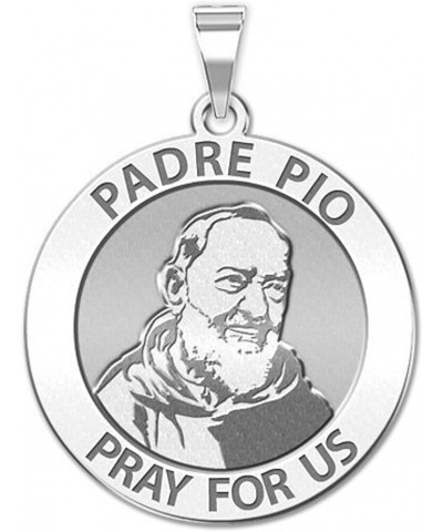 Padre Pio Religious Medal Only or Medal With Engraving - in Sterling Silver, 10K, or 14K Gold 1 x 1 Inch Medal With Engraving...