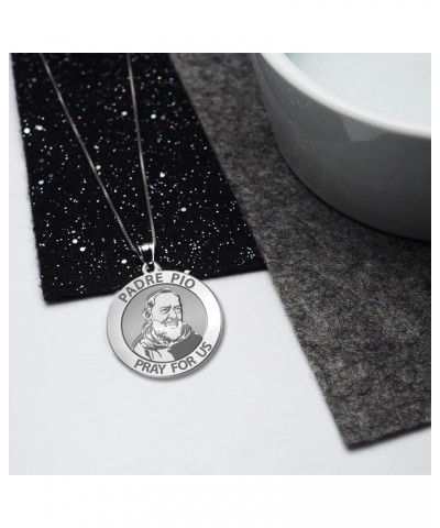 Padre Pio Religious Medal Only or Medal With Engraving - in Sterling Silver, 10K, or 14K Gold 1 x 1 Inch Medal With Engraving...