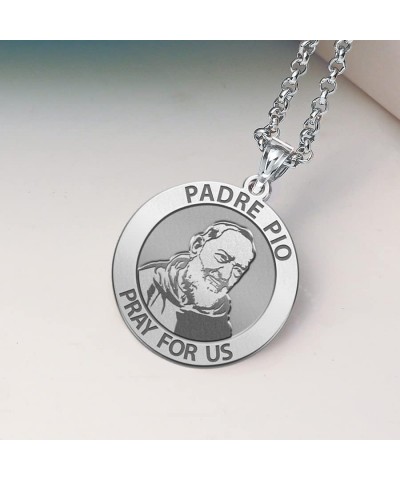 Padre Pio Religious Medal Only or Medal With Engraving - in Sterling Silver, 10K, or 14K Gold 1 x 1 Inch Medal With Engraving...