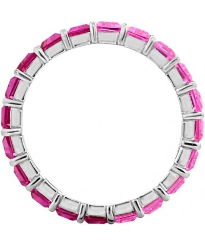 COUTURE Multicolored Rainbow Princess Baguette Cut Cubic Zirconia Sterling Silver Eternity Band Ring Ruby $34.45 Rings