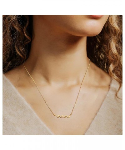 Wave Necklace for Women, Gold Stainless Steel Necklace, Gift for Mother Daughter Sister Girlfriend, Best Friend Necklace Bonu...