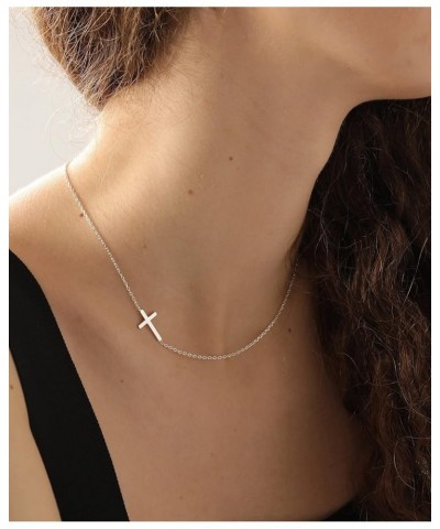 Cross Necklace for Women, Dainty Gold Silver Cross Necklaces for Women Simple Layered Small Cross Choker Necklace Thin Chain ...