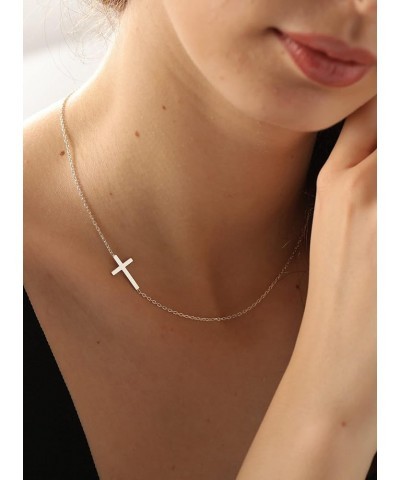 Cross Necklace for Women, Dainty Gold Silver Cross Necklaces for Women Simple Layered Small Cross Choker Necklace Thin Chain ...