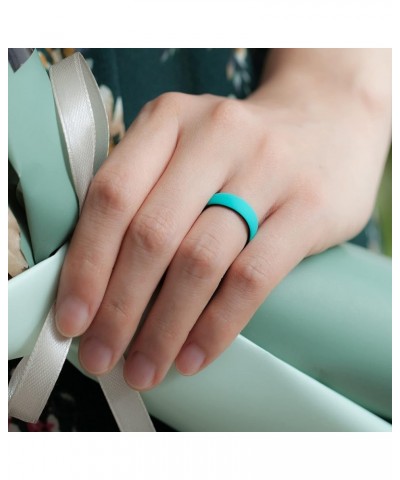 Silicone Wedding Bands for Women, 2 Layer - 5.5mm Width - 2mm Thick Black-Teal $10.25 Bracelets