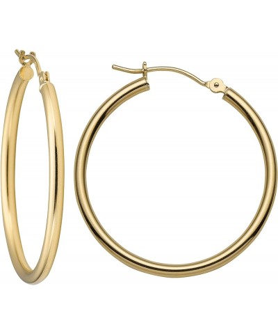 14k Solid Gold Hoop Earrings For Women, 2-mm, Hypoallergenic, Round Click-Top Closure - Yellow Or White Gold Hoop Earrings 14...