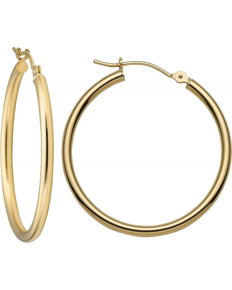 14k Solid Gold Hoop Earrings For Women, 2-mm, Hypoallergenic, Round Click-Top Closure - Yellow Or White Gold Hoop Earrings 14...