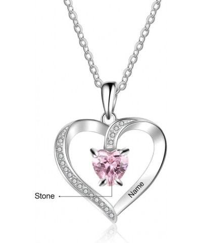 Personalized Names Heart Necklace with Simulated Birthstone Pendant Necklace for Women Mother Girls Style 1 $14.99 Necklaces