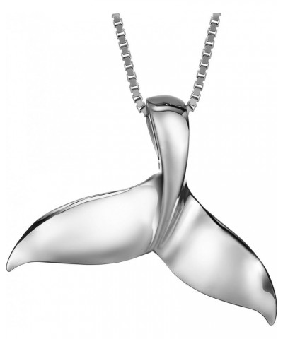 925 Sterling Silver Whale Tail Pendant with 18" Box Chain, Nickel Free Hypoallergenic for Sensitive Skin, Tropical Ocean Jewe...