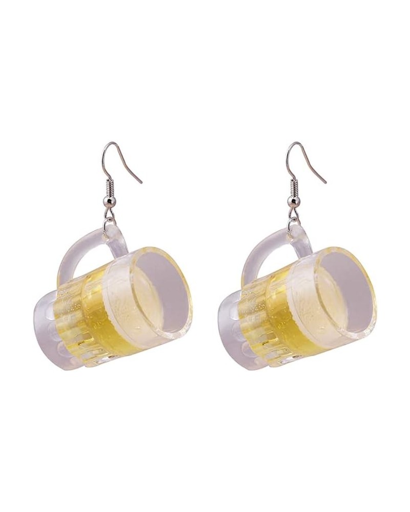 Lifelike 3D Simulation Beer Mug Earrings Miniature Wine Glass Dangle Drop Earrings for Women Girls Cute Funny Food Ear Jewelr...