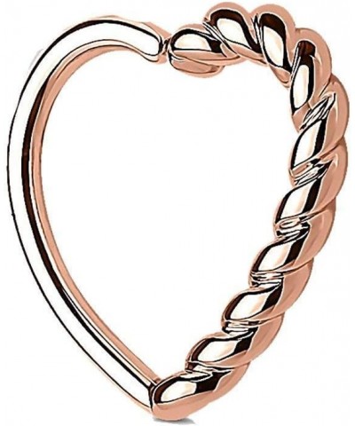 Half Braided Heart 16 Gauge Ear Cartilage/Daith Hoop Ring Size: 16GA, Length: 10mm. Rose Gold $9.51 Body Jewelry