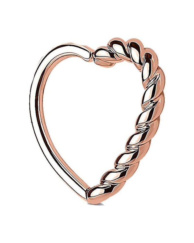 Half Braided Heart 16 Gauge Ear Cartilage/Daith Hoop Ring Size: 16GA, Length: 10mm. Rose Gold $9.51 Body Jewelry