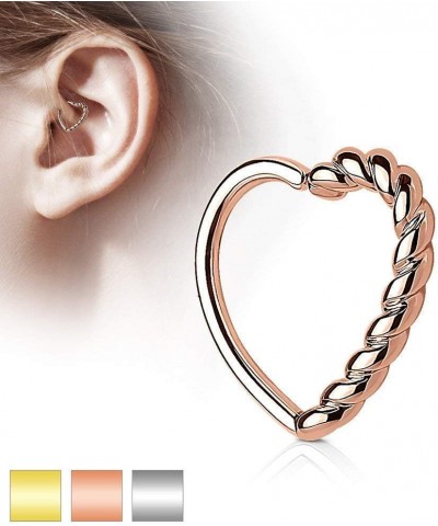 Half Braided Heart 16 Gauge Ear Cartilage/Daith Hoop Ring Size: 16GA, Length: 10mm. Rose Gold $9.51 Body Jewelry