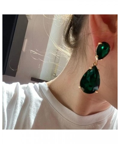 2 Pairs Green Statement Drop Dangle Earrings Women Sparkly Crystal Earrings $14.70 Earrings