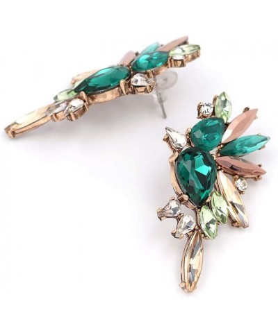 2 Pairs Green Statement Drop Dangle Earrings Women Sparkly Crystal Earrings $14.70 Earrings