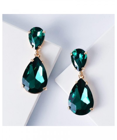 2 Pairs Green Statement Drop Dangle Earrings Women Sparkly Crystal Earrings $14.70 Earrings