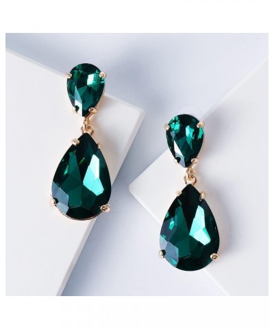 2 Pairs Green Statement Drop Dangle Earrings Women Sparkly Crystal Earrings $14.70 Earrings