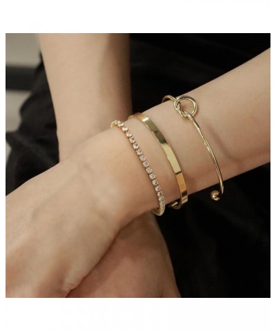 Gold Bracelets for Women Stack 14K Gold Plated Bangle Cuff Bracelet Set for Women Non Tarnish Gold Beaded Paperclip Link Chai...