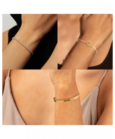 Gold Bracelets for Women Stack 14K Gold Plated Bangle Cuff Bracelet Set for Women Non Tarnish Gold Beaded Paperclip Link Chai...