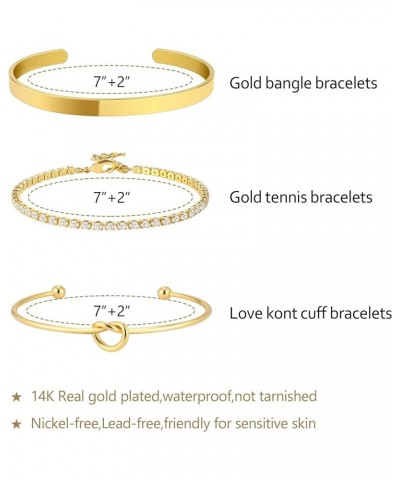 Gold Bracelets for Women Stack 14K Gold Plated Bangle Cuff Bracelet Set for Women Non Tarnish Gold Beaded Paperclip Link Chai...