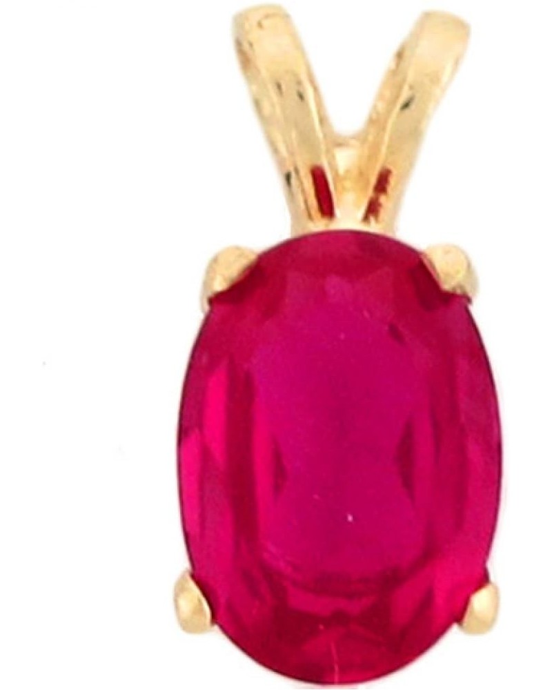 14k Solid Gold Simulated Birthstone CZ Charm Pendant Ruby $49.35 Pendants