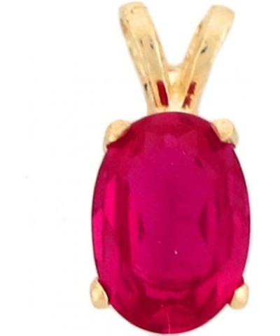 14k Solid Gold Simulated Birthstone CZ Charm Pendant Ruby $49.35 Pendants