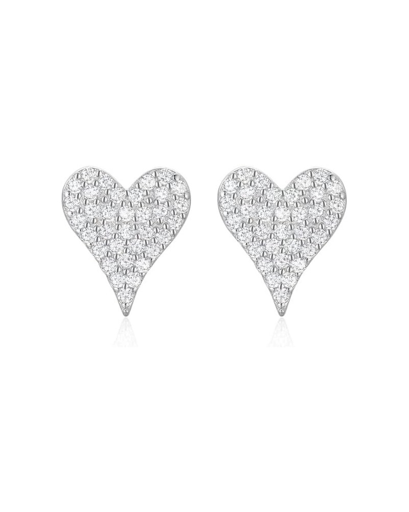 925 Sterling Silver Stud Earrings: Cubic Zirconia Earring for Women Teen Girls Heart 3 $11.50 Earrings