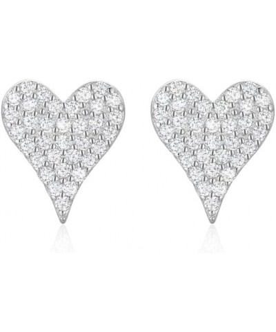 925 Sterling Silver Stud Earrings: Cubic Zirconia Earring for Women Teen Girls Heart 3 $11.50 Earrings