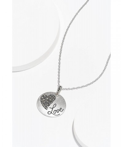 Sterling Silver Genuine Marcasite Heart Love Sentiment Disc Pendant Necklace, 18 $20.70 Necklaces