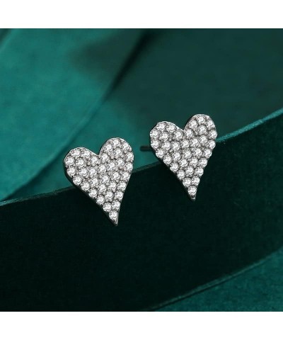 925 Sterling Silver Stud Earrings: Cubic Zirconia Earring for Women Teen Girls Heart 3 $11.50 Earrings