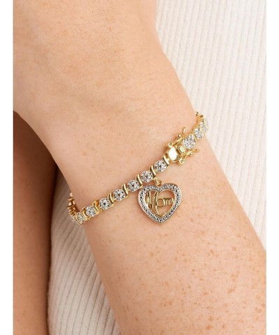 Charm Bracelet with Diamond Accent S-Link Chain, Diamond Tennis Bracelets, Bracelets for Women Mom Yellow Gold $16.10 Bracelets