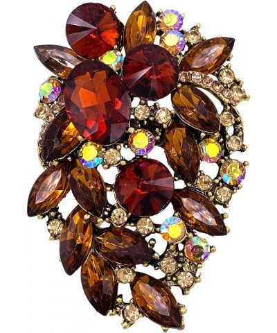 Rhinestone Statement Brooch Pin Flower Dress Accessory Brown $8.09 Brooches & Pins