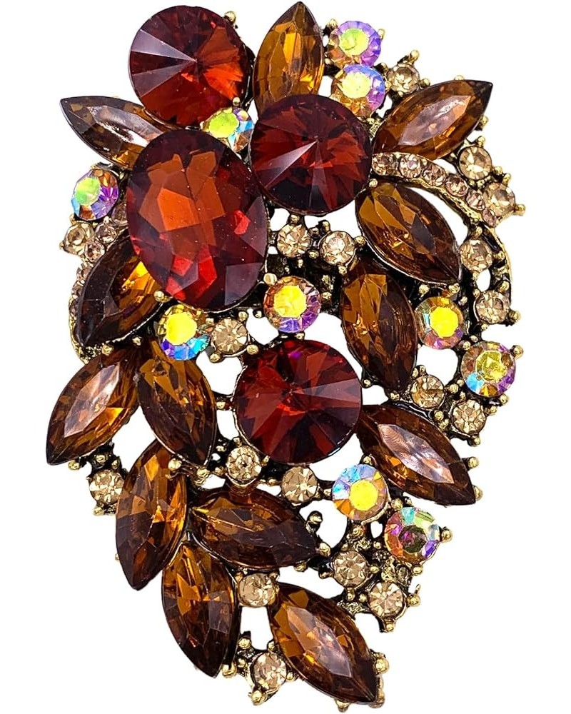 Rhinestone Statement Brooch Pin Flower Dress Accessory Brown $8.09 Brooches & Pins