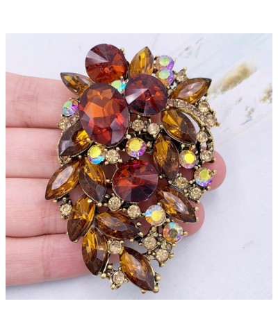 Rhinestone Statement Brooch Pin Flower Dress Accessory Brown $8.09 Brooches & Pins