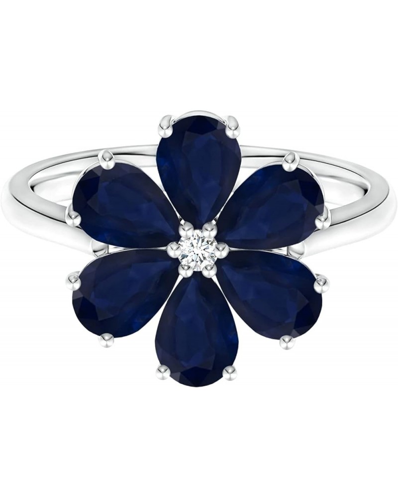 Nature Inspired 0.70 Ctw Pear Blue Sapphire Gemstone 925 Sterling Silver Flower Ring sterling silver $22.25 Rings