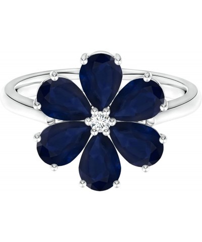 Nature Inspired 0.70 Ctw Pear Blue Sapphire Gemstone 925 Sterling Silver Flower Ring sterling silver $22.25 Rings