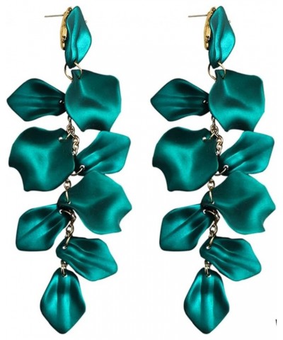 Long Acrylic Rose Petal Drop Dangle Earrings Bohemian Resin Flower Statement Earrings for Women Women N05 Green $7.94 Earrings