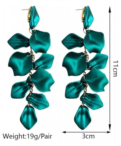 Long Acrylic Rose Petal Drop Dangle Earrings Bohemian Resin Flower Statement Earrings for Women Women N05 Green $7.94 Earrings