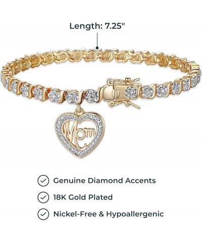 Charm Bracelet with Diamond Accent S-Link Chain, Diamond Tennis Bracelets, Bracelets for Women Mom Yellow Gold $16.10 Bracelets