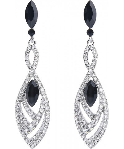 Women's Crystal Gorgeous Twisted Dual Chandelier Teardrop Fashion Pierced Dangle Earrings Silver-Tone Black w/ Clear $12.17 E...