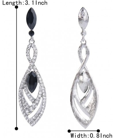 Women's Crystal Gorgeous Twisted Dual Chandelier Teardrop Fashion Pierced Dangle Earrings Silver-Tone Black w/ Clear $12.17 E...