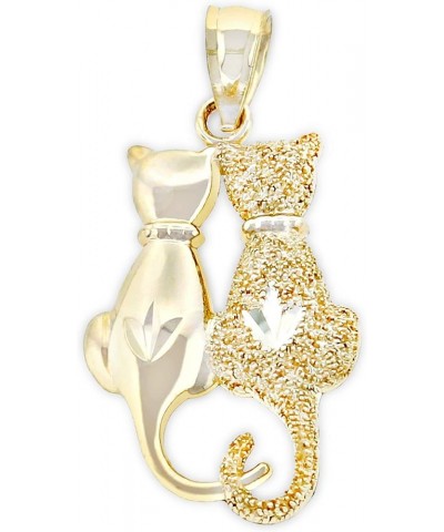 Gold Sitting Cats Charm - 10 Karat Solid Gold - Cat Jewelry Style 1 $38.20 Necklaces