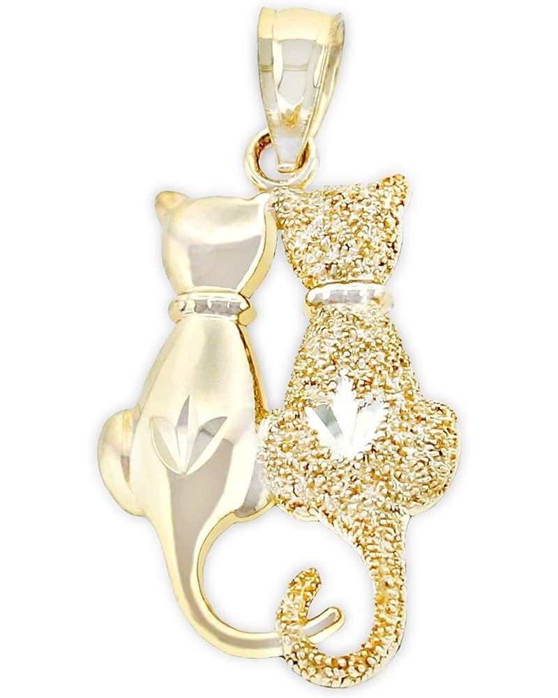 Gold Sitting Cats Charm - 10 Karat Solid Gold - Cat Jewelry Style 1 $38.20 Necklaces