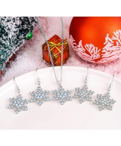 Christmas Snowflower Earrings for Women Girls Cubic Zirconia Snowflake Sparkling Crystal Winter Party Pierced Huggie Dangle H...