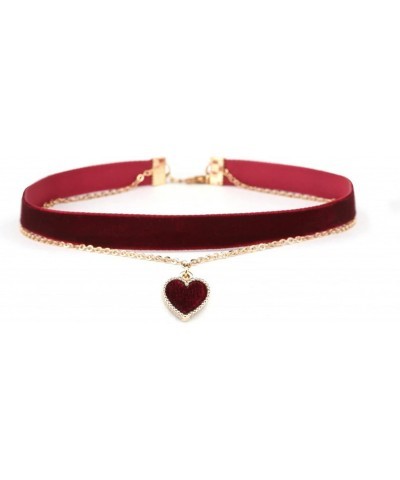 Red Choker Necklace for Women Teen Girls Love Heart Adjustable Choker Gothic Collar Velvet Chocker Pendant Necklaces $6.35 Ne...