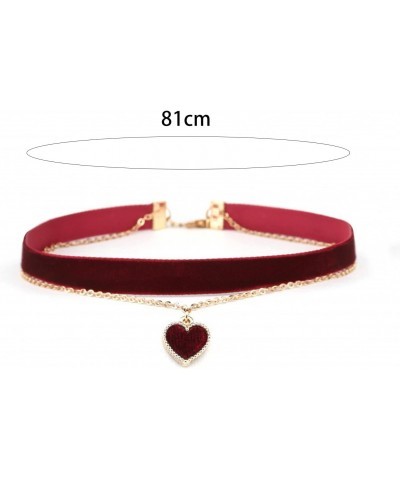 Red Choker Necklace for Women Teen Girls Love Heart Adjustable Choker Gothic Collar Velvet Chocker Pendant Necklaces $6.35 Ne...